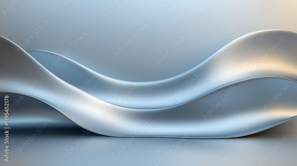 Poster Smooth, flowing waves in soft blue tones create serene atmosphere