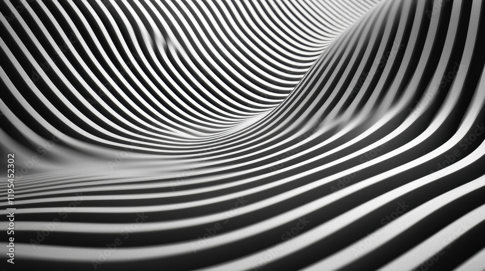 Poster wavy black and white stripes create mesmerizing abstract pattern