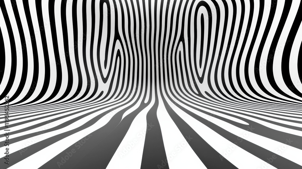Aufkleber wavy black and white lines create mesmerizing abstract background design