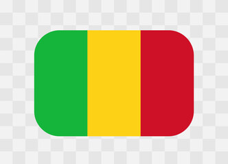 Mali flag - rounded rectangle colorful flag representing a country cultural identity and heritage. The essence of national pride and unity. Vector flag on transparent background.