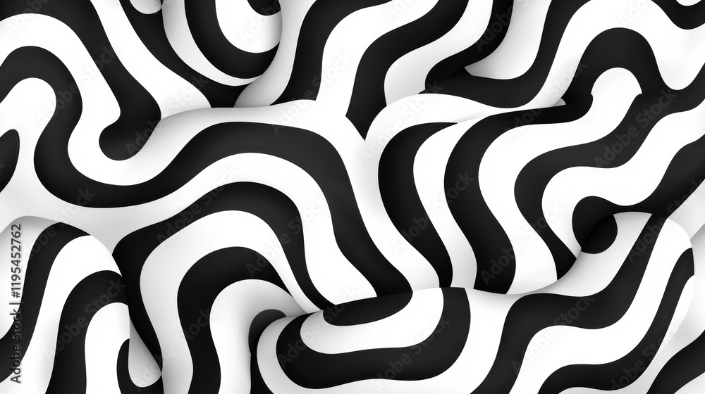 Aufkleber Wavy black and white pattern creating dynamic visual effect