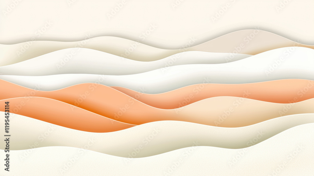 Poster Soft waves in warm tones create serene abstract landscape. gentle curves and gradients evoke sense of calm and tranquility