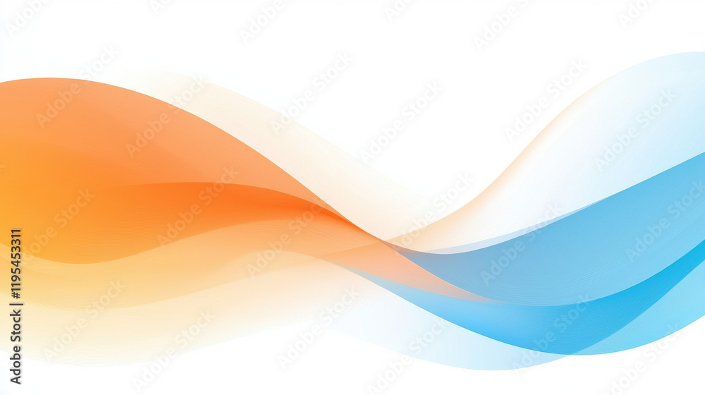 Aufkleber Soft waves in orange and blue create calming abstract background