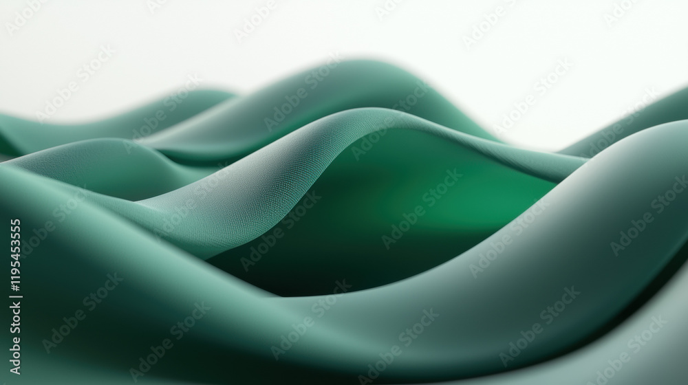 Aufkleber soft green fabric waves create serene and calming atmosphere, perfect for design projects