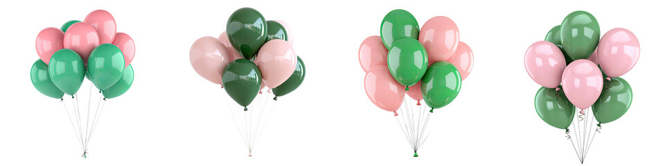 Green and pink balloons – The official colors of Alpha Kappa Alpha, often used for celebrations and events. Isolated on Clear White Background Highly Detailed