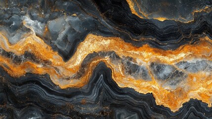 Obraz premium Abstract Gold and Black Glitter Texture Background. Elegant and Luxurious Fluid Marble Pattern with Dynamic Waves. Premium Decorative Design for Mode
