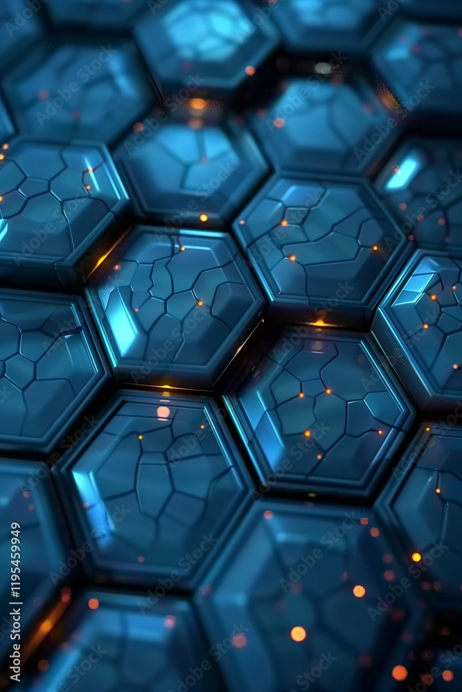 Canvas Prints sleek 3d rendered futuristic hexagonal background with glowing accents and subtle dark shades for mo