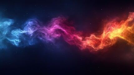 Vibrant cosmic energy flow digital art creation abstract illustration dark background wide view visual concept