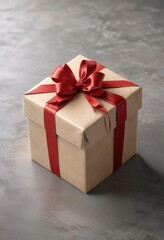Obraz premium A beautifully wrapped gift box with a bow and ribbon on a table , gifts, elegant, decorative