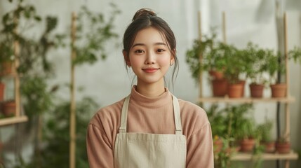 Creative Asian Teenager Gardening in Morning Light