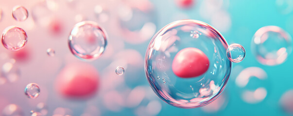 Bubbles floating in colorful background, showcasing vibrant life cycle