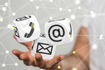 Hand with an email icon 3d