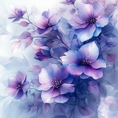 A seamless pattern of purple and blue flowers, perfect for artistic or decorative purposes.