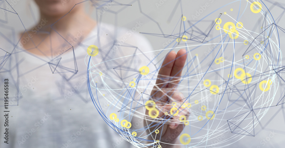 Poster conference digital network and data concept 3d