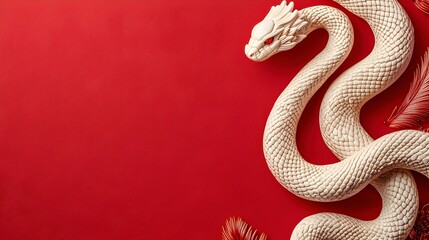Fototapeta premium Serpent Sculpture on a Red Background