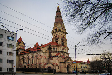 Obraz premium Catholic temple. Lutheran Church. The building was founded in 1803 in the city of Odessa of the Russian Empire. St. Paul's Lutheran Cathedral.