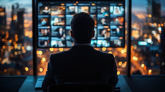 Engaged Professional Participating in Virtual Conference Listening to Discussions Online