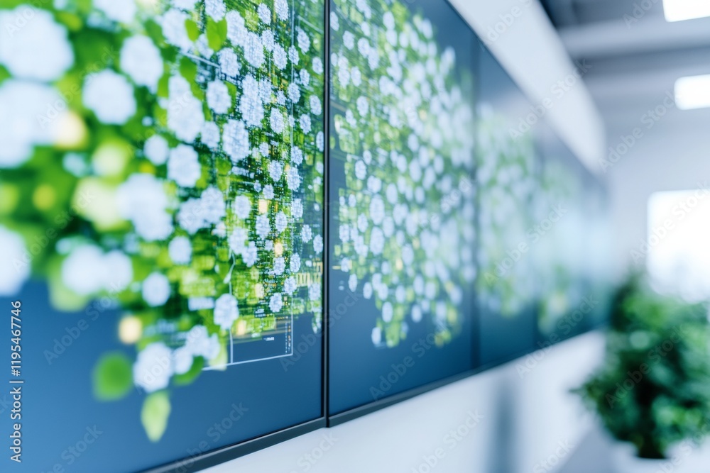 Aufkleber High-Tech Control Room with Digital Screens Displaying Smart City Data