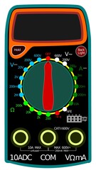A digital multi meter it is a measuring instrument that can measure multiple electrical properties. 