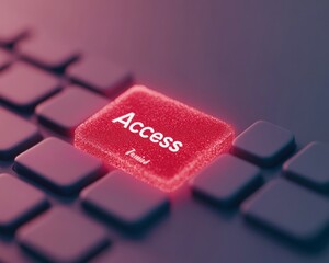 Cybersecurity Concept with Padlocked Keyboard and Glowing Red Access Denied Button