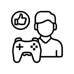 gamer s thumbs up icon, gamer s thumbs up line art - simple line art of gamer s thumbs up, perfect for gamer s thumbs up logos and icons and themed design 