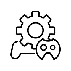 game settings gear icon, game settings gear line art - simple line art of game settings gear, perfect for game settings gear logos and icons and themed design 