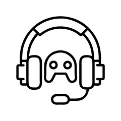 gaming headset icon, gaming headset line art - simple line art of gaming headset, perfect for gaming headset logos and icons and themed design 