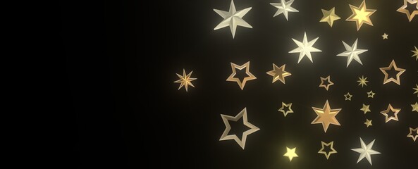 Galactic Christmas Descent: Enthralling 3D Illustration of Falling Holiday Stars from the Cosmos