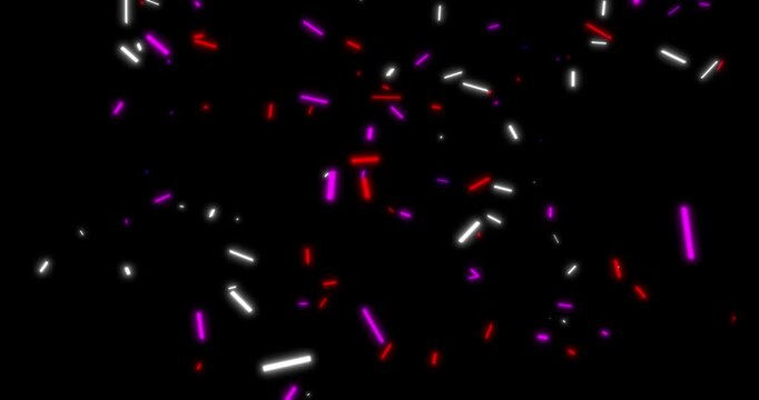 Gold and silver confetti falling on black background. 4k animaton footage