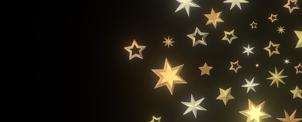 Stardust Christmas Shower: Mesmerizing 3D Illustration Depicting Descending Holiday Star Particles