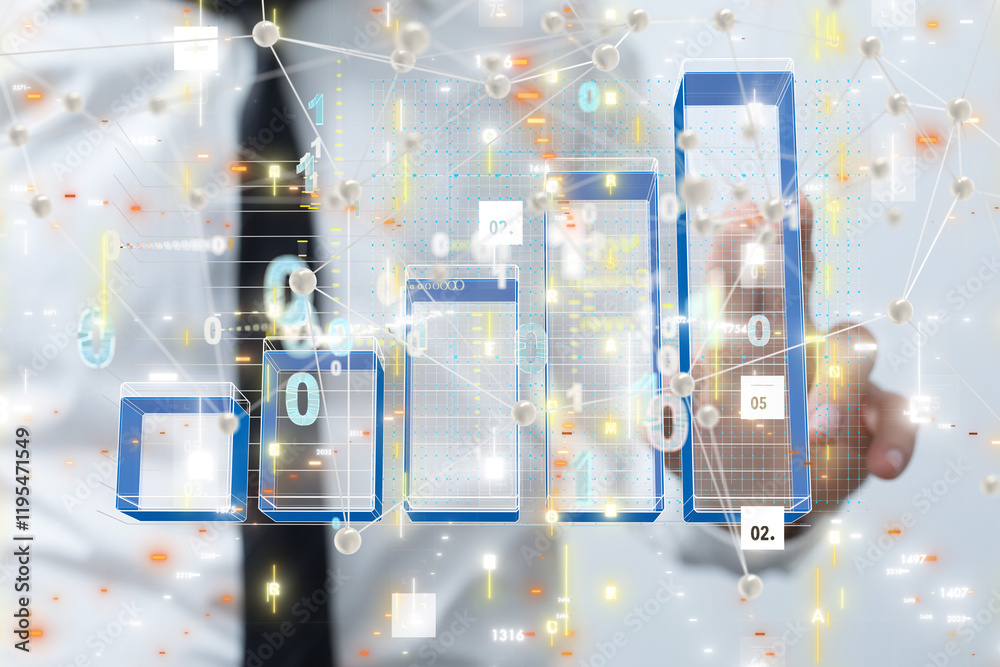 Poster diagram futuristic wave, futuristic data stream