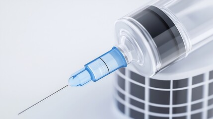 Closeup Sterile Syringe Gleaming Clean Bright Light. AI Generated