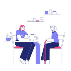 Female Doctor Consulting Elderly Patient At A Clinic Table In Flat Vector Illustration Symbolizing Medical Advice, Patient Care, And Health Consultation, Isolated On White Background
