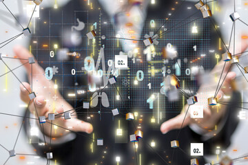 digital medical futuristic interface 3D rendering