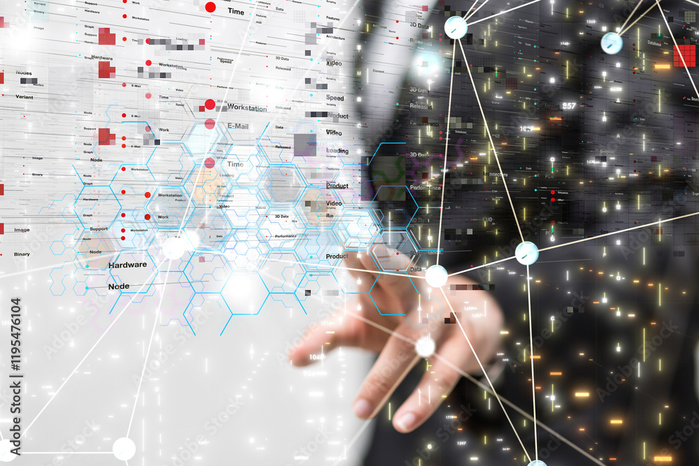 Poster Big data visualization background.Abstract technology