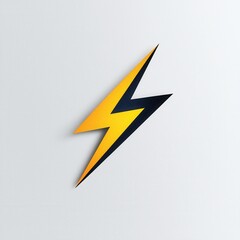 Bold lightning bolt design with striking black and yellow colors on a white minimalist background
