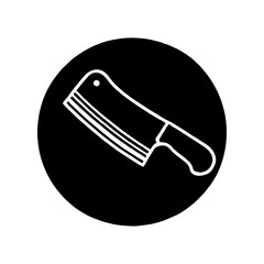 Black round shape with cleaver silhouette vector illustration design on white background.