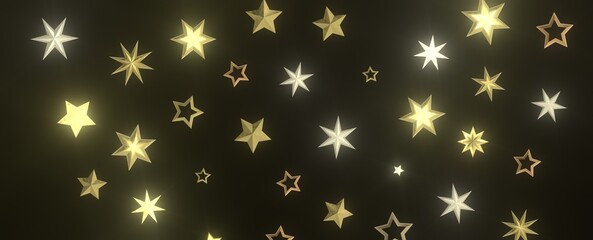 Falling Holiday Astral Radiance: Magnificent 3D Illustration of Descending Stellar Illumination for Christmas