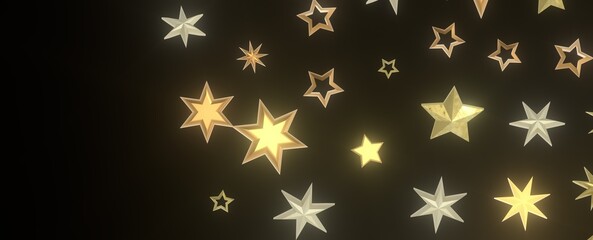 Gilded Wonder: Explore the Magic of a 3D Gold Stars Rain