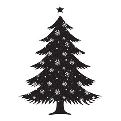 Obraz premium Christmas Tree Winter Snowflake Silhouette Vector on White Background
