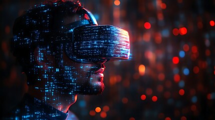 Man experiencing virtual reality.