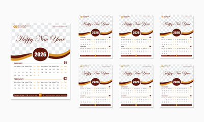 Obraz premium New Year-2026, Creative corporate or business simple & clean annual wall calendar design layout.