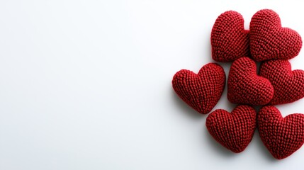 Fototapeta premium Crafted red hearts arranged on a light background create a warm and inviting atmosphere for celebrations or decorations
