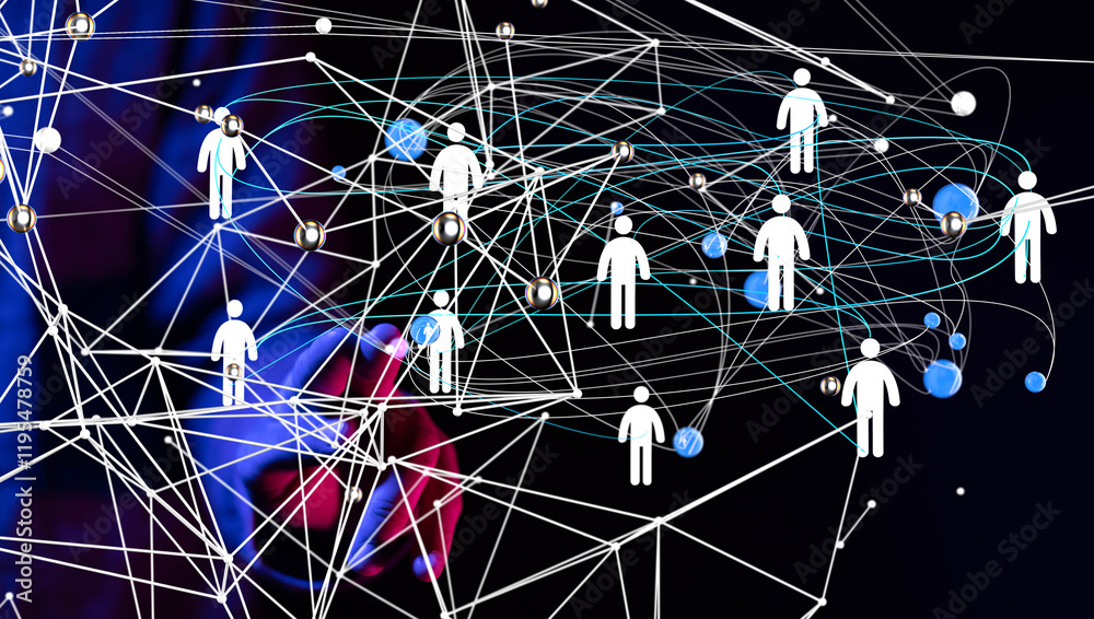 Poster Abstract technology group and data 3d - connection