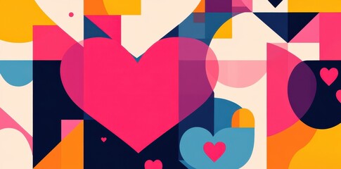 Abstract Geometric Heart Design with Vibrant Colors