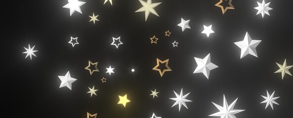 XMAS Stars - Holiday golden decoration, glitter frame isolated -