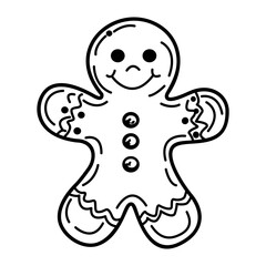 Gingerbread cookie icon in drawing style