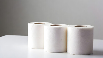 toilet paper rolls stacked side by side on a white background