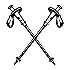 Ski poles icon in hand drawn style