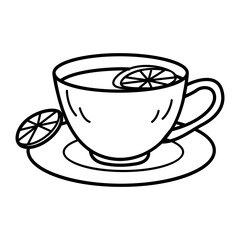 Lemon tea icon in doodle style